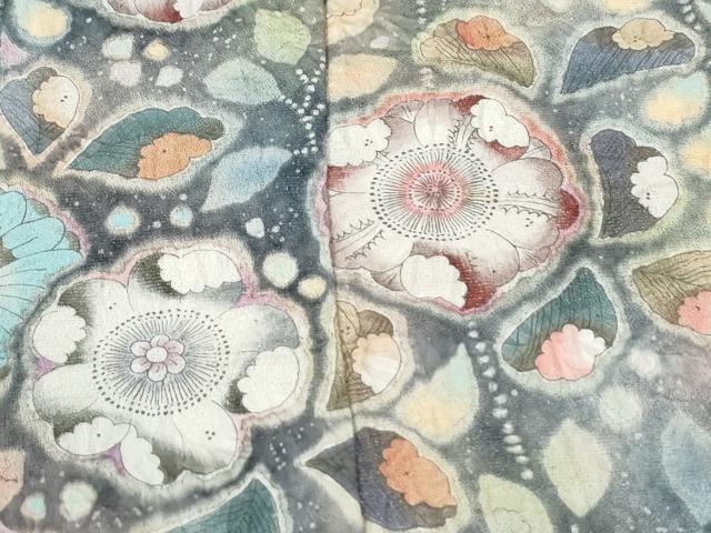 平和屋着物●越後十日町の一流染匠　桐屋・翠山工房　振袖　辻が花　暈し染め　銀通し地　正絹　逸品　CABK7989yc