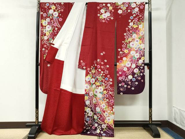 平和屋着物●豪華振袖　辻が花　絞り　暈し染め　銀通し地　京都きもの友禅扱い　正絹　逸品　CABK7992yc