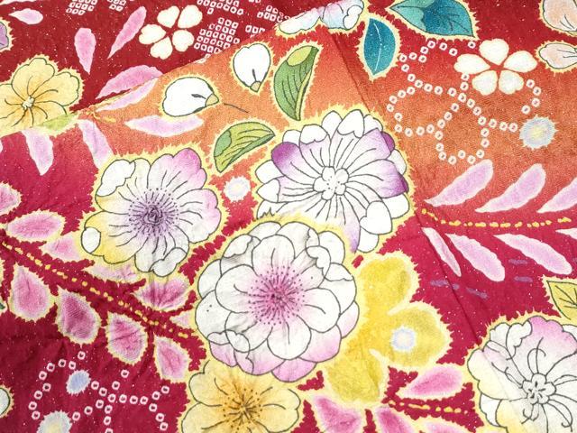 平和屋着物●豪華振袖　辻が花　絞り　暈し染め　銀通し地　京都きもの友禅扱い　正絹　逸品　CABK7992yc