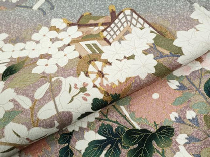 平和屋着物●訪問着　御所車牡丹花文　金彩　正絹　逸品　CABK7996yc