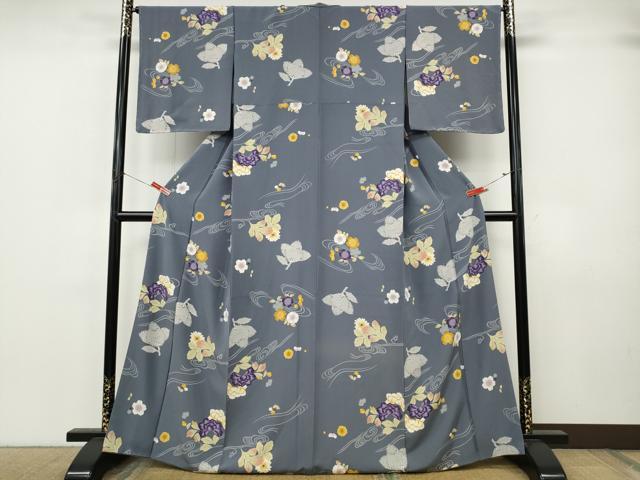 平和屋着物●上質な小紋　流水舞花文　金彩　鈴乃屋扱い　正絹　逸品　CABK8002ut