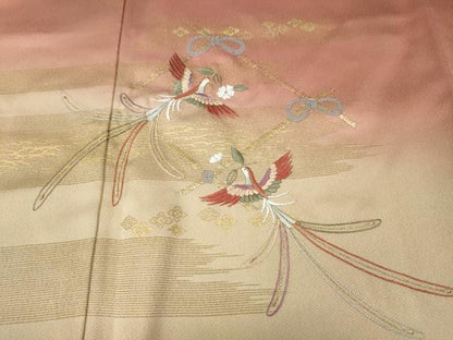平和屋着物●訪問着　竹屋町刺繍　花喰い鳥　金彩　正絹　逸品　CABK8005ut