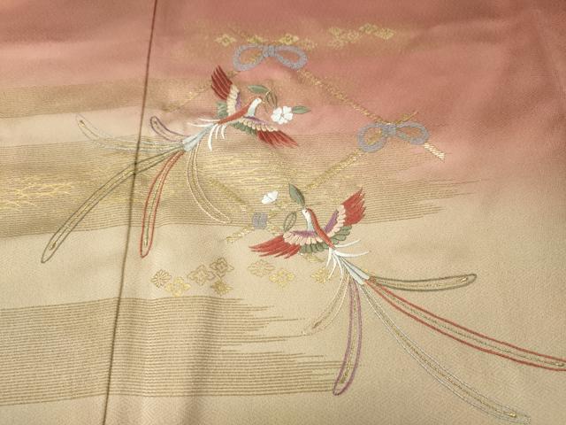平和屋着物●訪問着　竹屋町刺繍　花喰い鳥　金彩　正絹　逸品　CABK8005ut