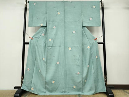 平和屋着物●上質な小紋　手描き　舞花文　正絹　逸品　CABK8006ut
