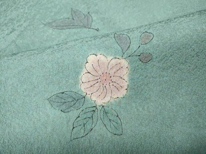 平和屋着物●上質な小紋　手描き　舞花文　正絹　逸品　CABK8006ut