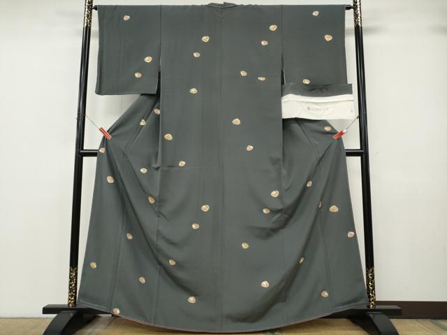 平和屋着物●上質な小紋　貝合せ花文　金彩　ひめや謹製　反端付き　正絹　逸品　未使用　CABK8007ut