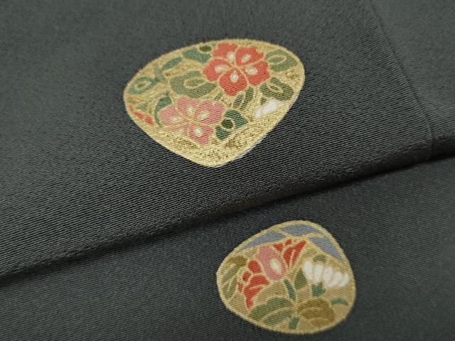 平和屋着物●上質な小紋　貝合せ花文　金彩　ひめや謹製　反端付き　正絹　逸品　未使用　CABK8007ut