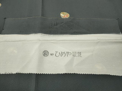 平和屋着物●上質な小紋　貝合せ花文　金彩　ひめや謹製　反端付き　正絹　逸品　未使用　CABK8007ut