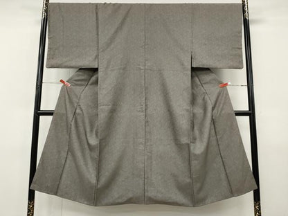 平和屋着物●男性　お召　桐竹鳳凰文　江戸鼠色　正絹　逸品　CABK8009ut