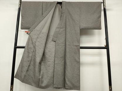 平和屋着物●男性　お召　桐竹鳳凰文　江戸鼠色　正絹　逸品　CABK8009ut
