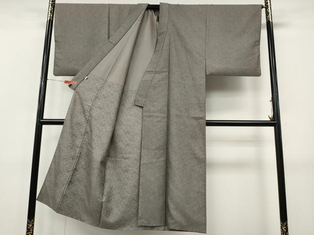 平和屋着物●男性　お召　桐竹鳳凰文　江戸鼠色　正絹　逸品　CABK8009ut