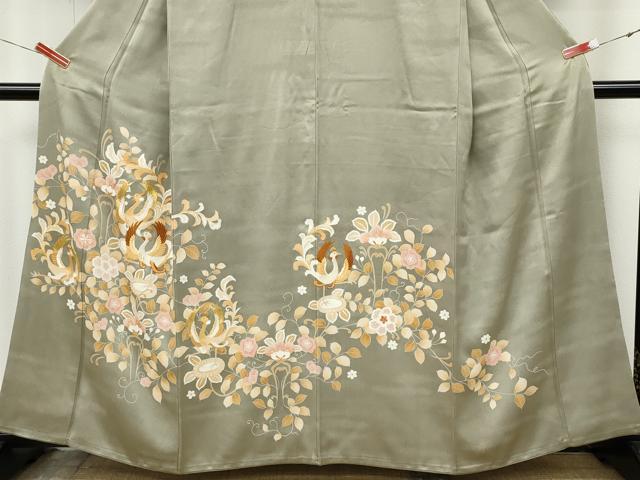 平和屋着物●豪華色留袖　駒刺繍　鳳凰更紗花文　金彩　正絹　逸品　CABK8013ut