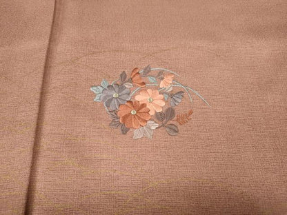 平和屋着物●訪問着　刺繍　芝草花文　暈し染め　金彩　正絹　逸品　CABK8017ut