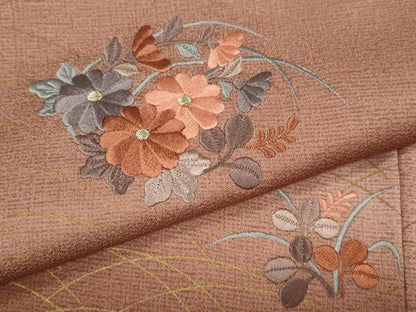 平和屋着物●訪問着　刺繍　芝草花文　暈し染め　金彩　正絹　逸品　CABK8017ut