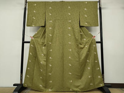 平和屋着物●上質な小紋　地紋起こし　枝花文　正絹　逸品　CABK8020ut