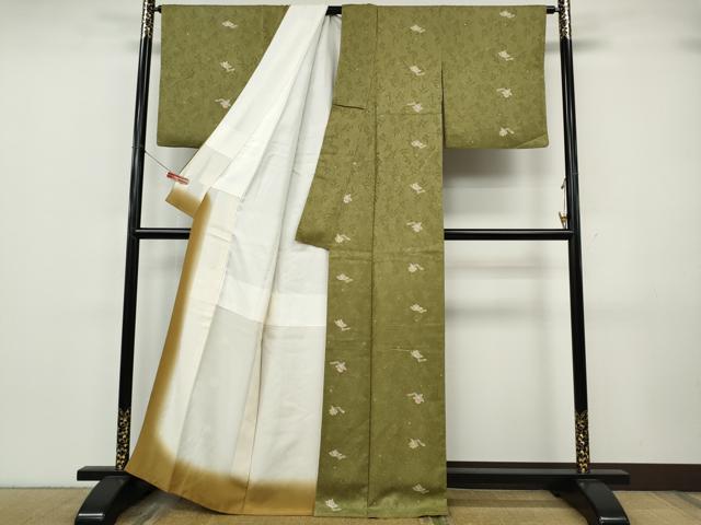 平和屋着物●上質な小紋　地紋起こし　枝花文　正絹　逸品　CABK8020ut