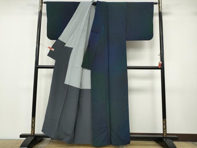 平和屋着物●上質な小紋　霞文　暈し染め　銀通し地　正絹　逸品　CABK8021ut