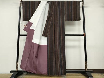 平和屋着物●上質な紬　間道　正絹　逸品　CABK8022ut