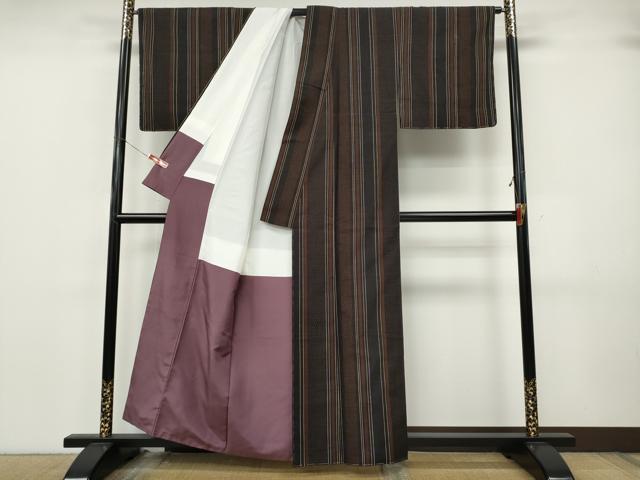 平和屋着物●上質な紬　間道　正絹　逸品　CABK8022ut