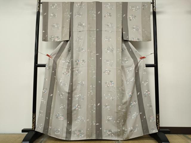 平和屋着物●上質な小紋　地紋起こし　葡萄花間道　正絹　逸品　CABK8023ut