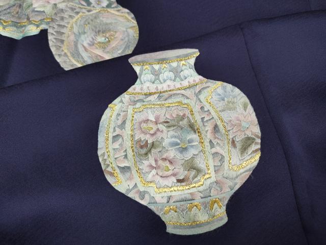 平和屋着物●訪問着　総刺繍　陶器花鳥文　金糸　正絹　逸品　CABK8024ut