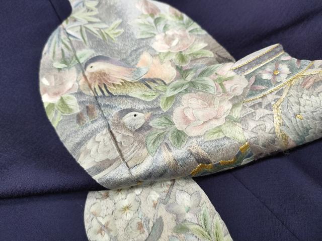 平和屋着物●訪問着　総刺繍　陶器花鳥文　金糸　正絹　逸品　CABK8024ut