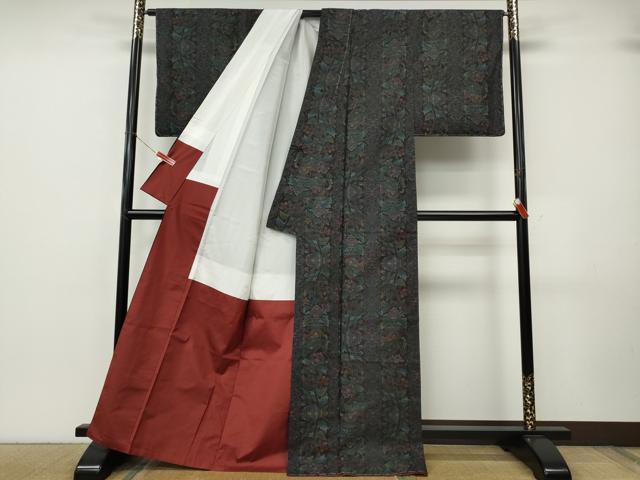 平和屋着物●本場大島紬　9マルキ　更紗花間道　正絹　逸品　未使用　CABK8025ut
