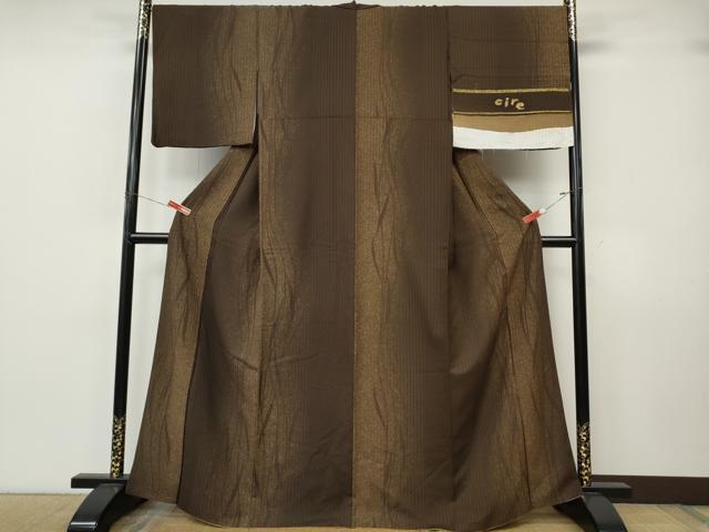 平和屋着物●上質な小紋　舞葉間道　たたき染め　反端付き　正絹　逸品　CABK8026ut