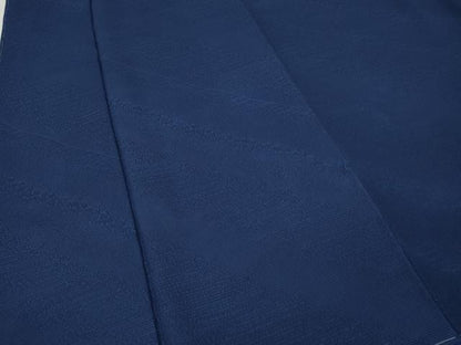 平和屋着物●上質なお召　藍　斜線吉祥文　正絹　逸品　CABK8030ut