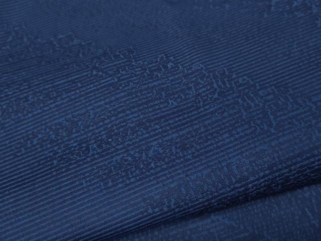平和屋着物●上質なお召　藍　斜線吉祥文　正絹　逸品　CABK8030ut