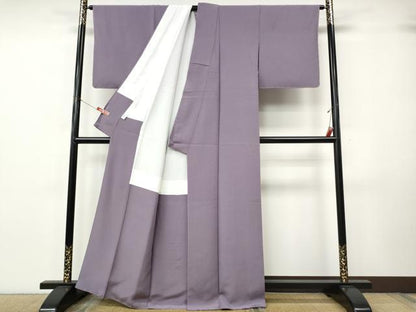 平和屋着物●上質な色無地　浅紫色　ぜんまい糸　正絹　逸品　未使用　CABK8036ut