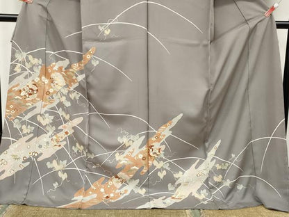 平和屋着物●訪問着　駒刺繍　エ霞雪輪蔦の葉花文　金彩　仮絵羽　正絹　逸品　未使用　CABK8039ut