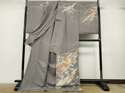 平和屋着物●訪問着　駒刺繍　エ霞雪輪蔦の葉花文　金彩　仮絵羽　正絹　逸品　未使用　CABK8039ut