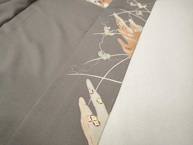平和屋着物●訪問着　駒刺繍　エ霞雪輪蔦の葉花文　金彩　仮絵羽　正絹　逸品　未使用　CABK8039ut