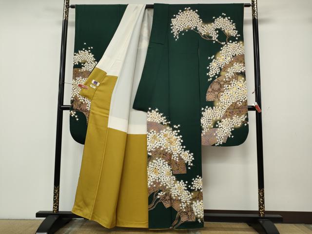 平和屋着物●豪華振袖・長襦袢セット　駒刺繍　地紙枝花文　金彩　正絹　逸品　CABK8042ut
