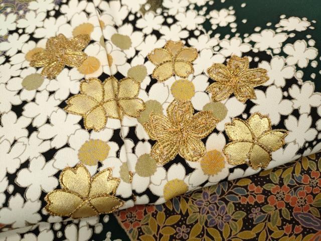 平和屋着物●豪華振袖・長襦袢セット　駒刺繍　地紙枝花文　金彩　正絹　逸品　CABK8042ut
