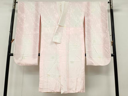 平和屋着物●振袖用長襦袢　袷　雪輪枝花地紋　暈し染め　正絹　逸品　CABK8043ut