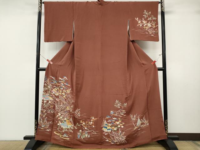 平和屋着物●訪問着　友禅　御所解花文　鬼しぼ縮緬　正絹　逸品　CABK8045ut