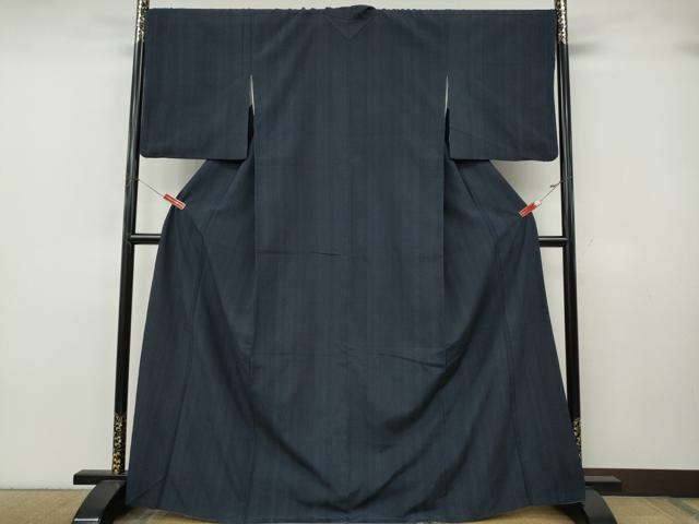 平和屋着物●本塩沢　110亀甲　間道　正絹　逸品　CABK8048ut