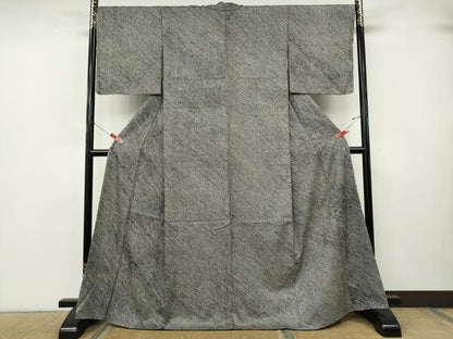 平和屋着物●大変加工の良い総絞り小紋　黒地　正絹　逸品　CABK8052ut