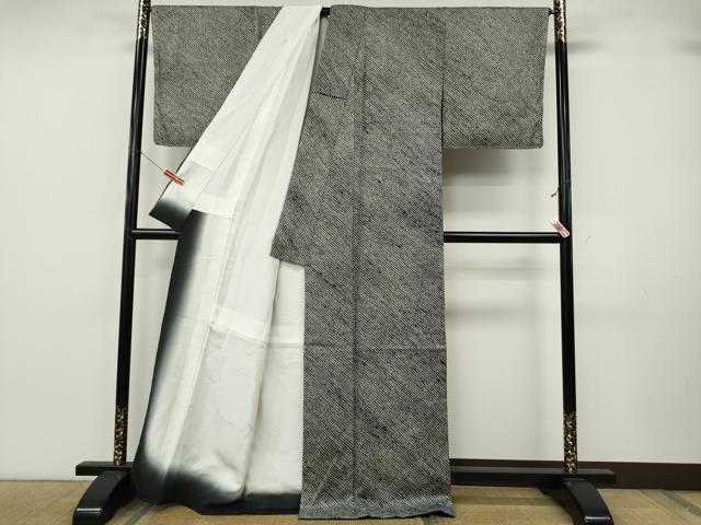 平和屋着物●大変加工の良い総絞り小紋　黒地　正絹　逸品　CABK8052ut