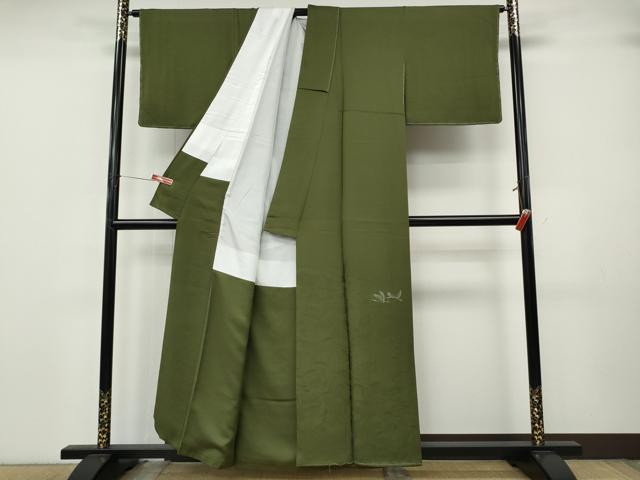 平和屋着物●本加賀友禅作家　押田正義監修　色留袖　飛鶴風景人物花地紋　草色　正絹　逸品　CABK8054ut