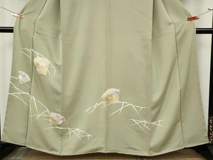 平和屋着物●訪問着　駒刺繍　地紙花蝶文　金彩　正絹　逸品　CABK8059ut