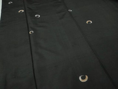 平和屋着物●上質な紬　丸文　黒地　正絹　逸品　CABK8062ut