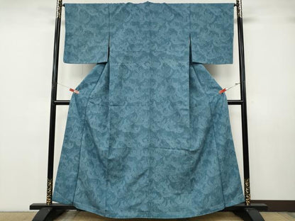 平和屋着物●上質な小紋　鶴　お召縮緬　正絹　逸品　CABK8063ut