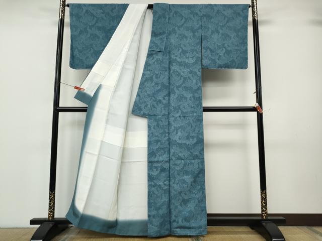 平和屋着物●上質な小紋　鶴　お召縮緬　正絹　逸品　CABK8063ut