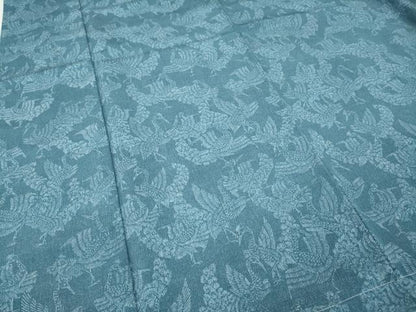 平和屋着物●上質な小紋　鶴　お召縮緬　正絹　逸品　CABK8063ut