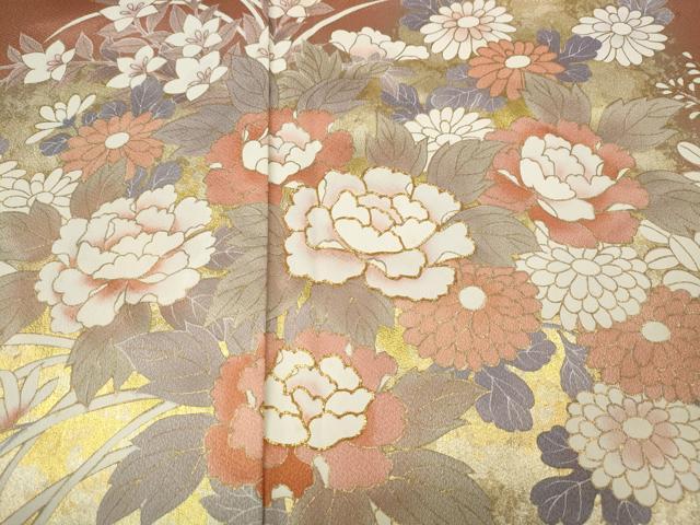 平和屋着物●訪問着　駒刺繍　草花文　暈し染め　金彩　正絹　逸品　CABK8072ut
