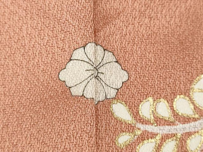 平和屋着物●訪問着　駒刺繍　草花文　暈し染め　金彩　正絹　逸品　CABK8072ut
