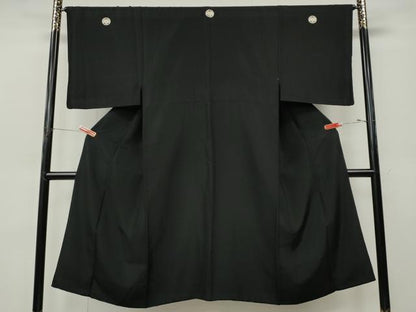 平和屋着物●男性　黒紋付　正絹　逸品　CABK8075ut
